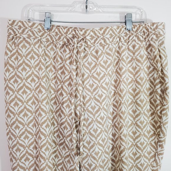 NWT New York & Co Ikat Boho Drawstring Casual Pants Beige Size XL - Picture 2 of 6